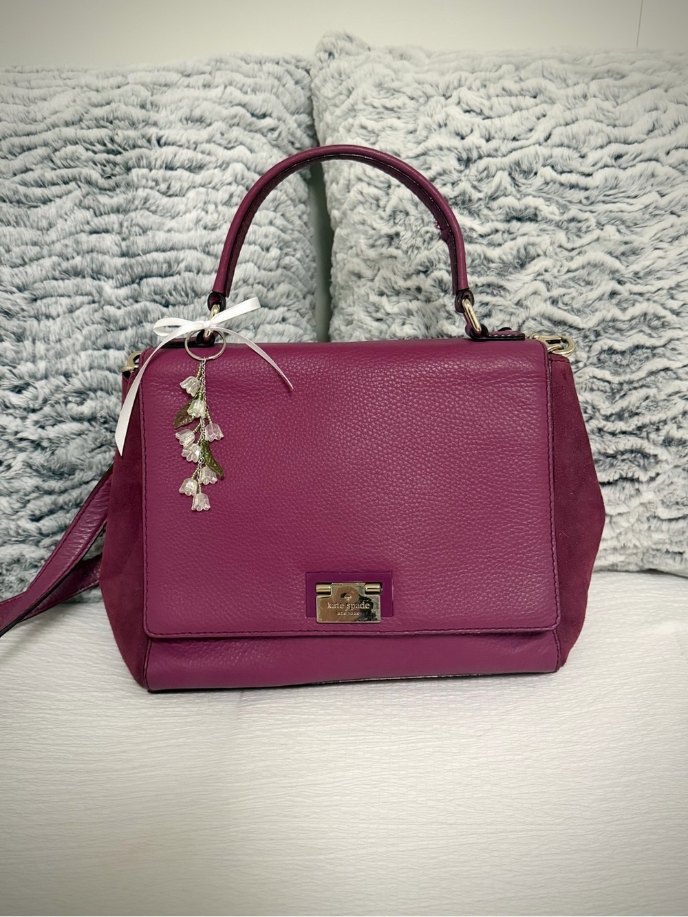 kate spade plum pebbled leather bag